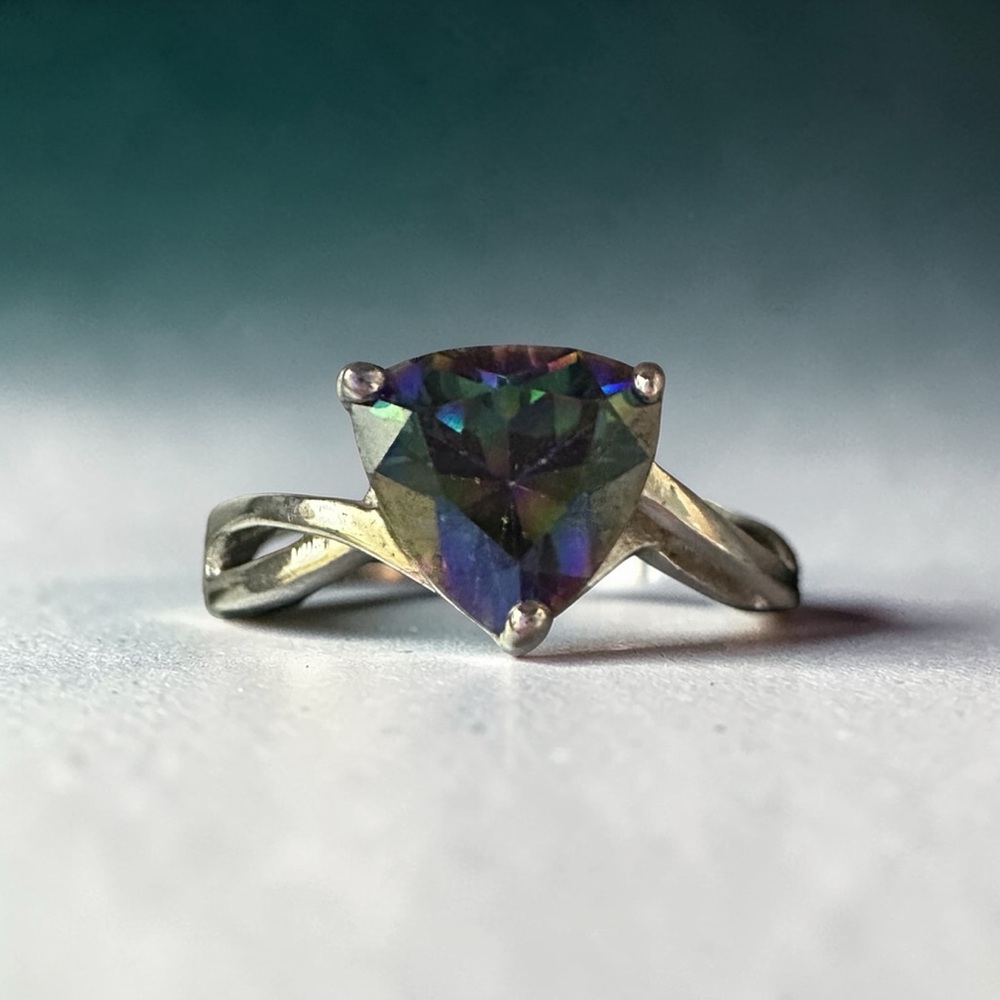 Trillion Cut Mystic Topaz Ring